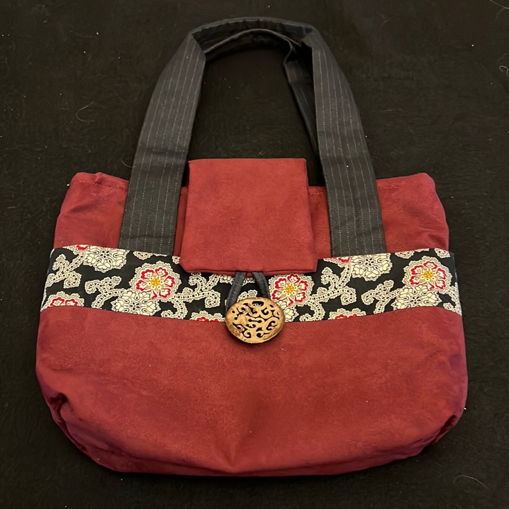 Straight From The Heart “Elizabeth” Maroon Handmade Handbag with Button Closure
